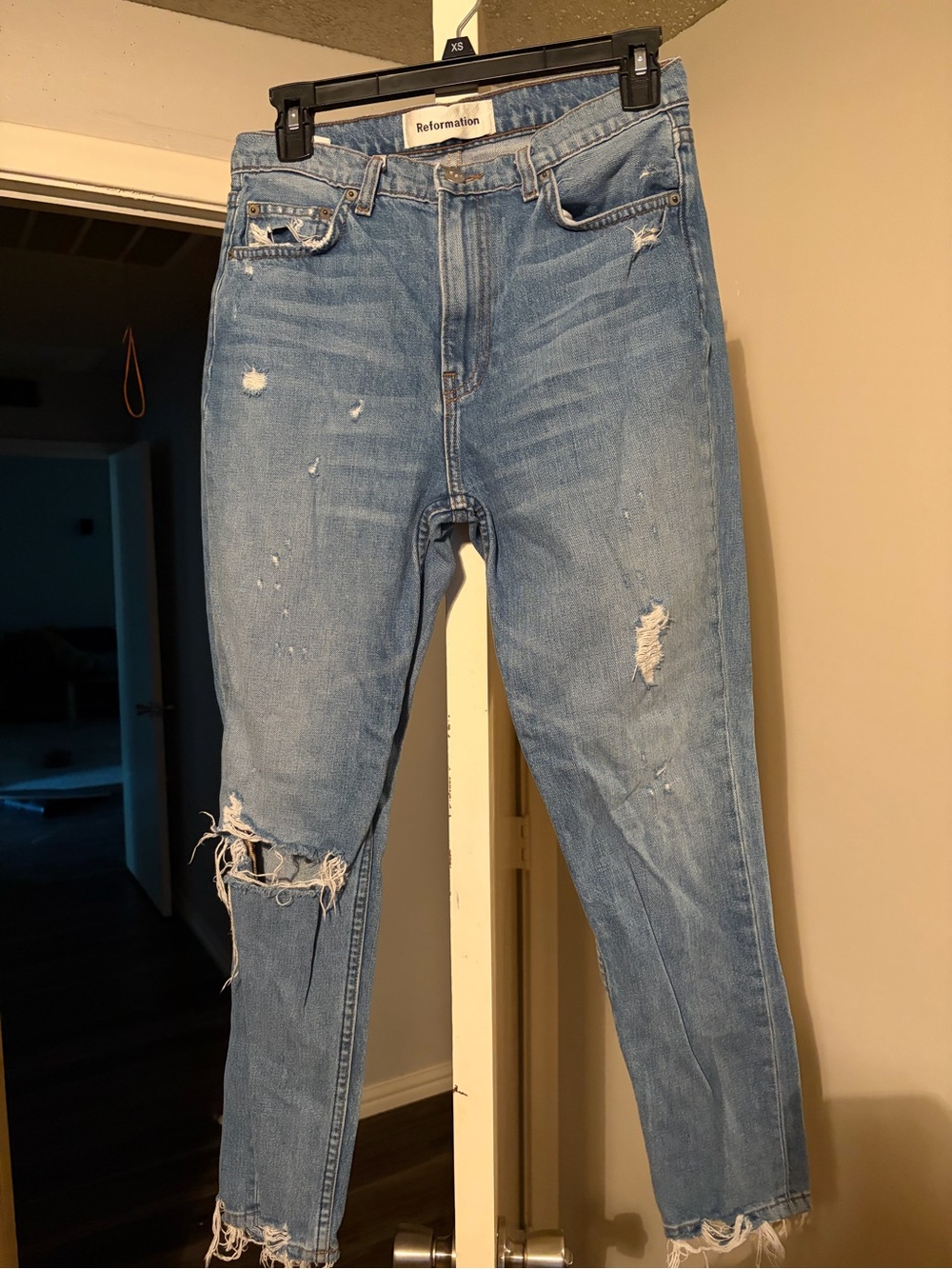 Reformation Distressed Light Blue Julia Jeans